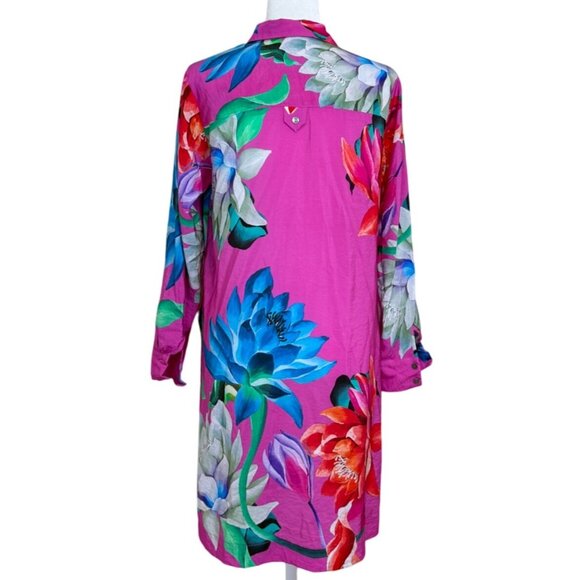 Maeve Anthropolgie Tunic Button-Down Floral Shirt Pink Womens Size S - Picture 4 of 10